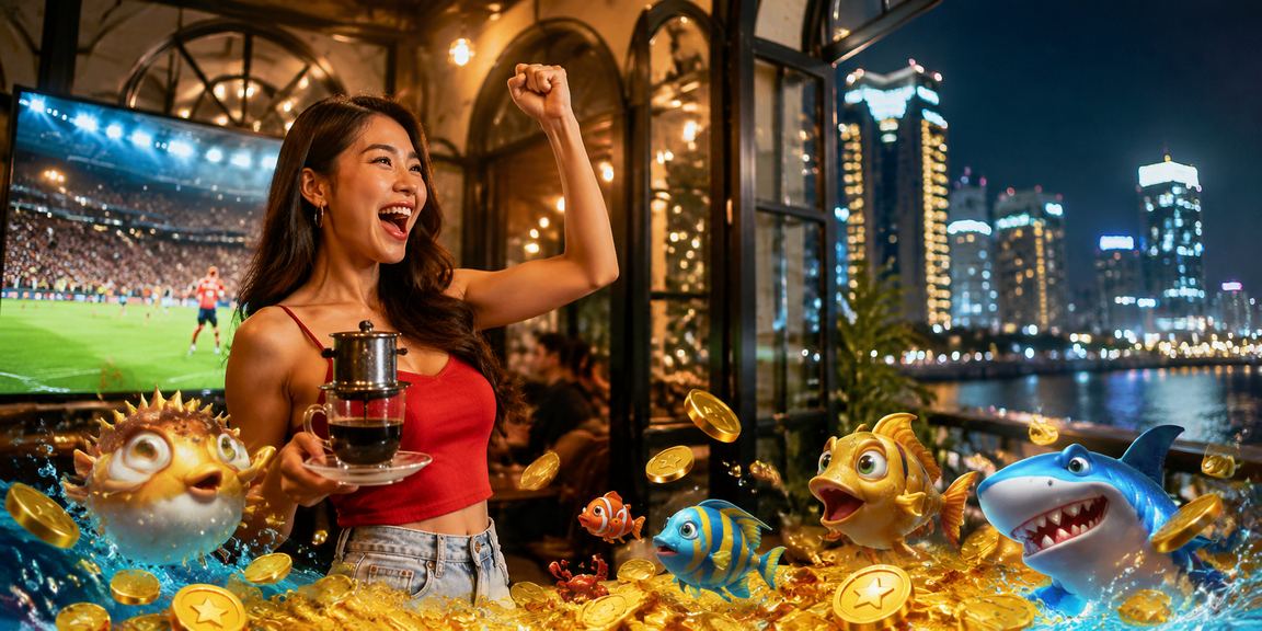 Người dùng TP.HCM tại quán cà phê xem thông tin casino và khuyến mãi