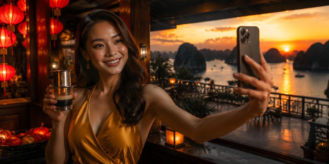 Người dùng nhận phong bao đỏ bonus và kiểm tra thưởng qua điện thoại tại Hội An